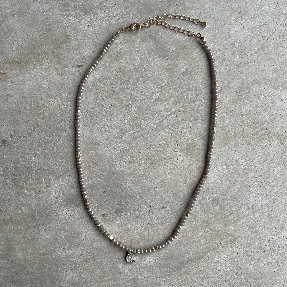 Light Grey and Gold Beaded Necklace